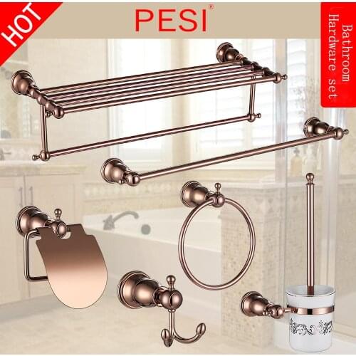 All Solid Brass Robe Hook Wall Hanger for Bathroom Accessories Hardware Set Toilet Paper Tissue Holder Towel Shelf, Rose Gold