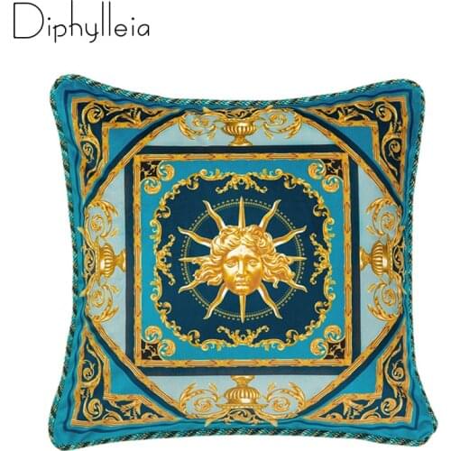 Diphylleia Gold Medusa Cushion Cover European Luxury Velvet Magnolia Floral Print Sofa Chair Living Room Pillow Case 43x43cm