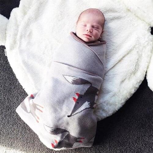 Instagram New Cartoon Animal Fox Baby Blanket Cotton Soft 2-layer Comfortable Bedding Blanket Infant Birth Photograph Swaddle