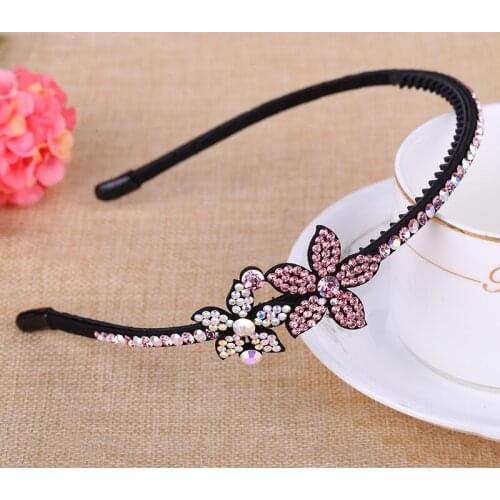 Korean Girl Simple Exquisite Flower HairBands Women Bride Wedding Fashion Shiny Rhinestone Floral Headdress Hair Accessories