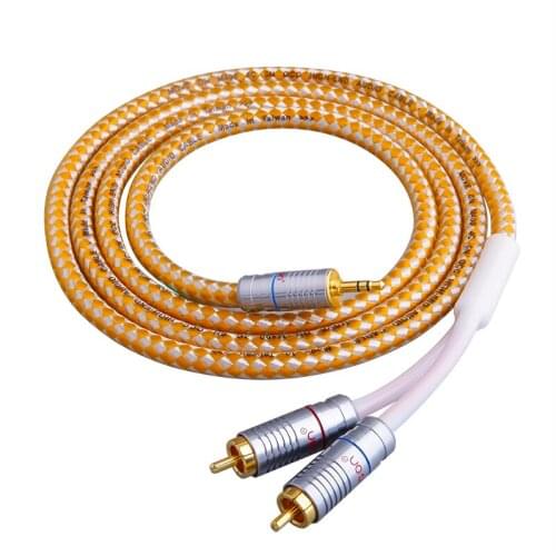 Move on 4-core 6N single crystal copper computer audio cable 3.5mm 1 / 2 lotus audio cable