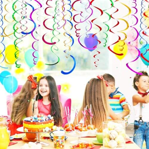 6Pcs/lot Party Ceiling Hanging Spiral Garland Happy Birthday Banner Spiral Pendant Swirl Ornaments for DIY Party Decor Ornament