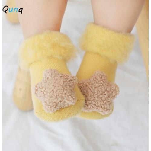 Qunq Baby Socks Thick Warm Fall Winter 2021 New Spring Newborns Girls Sock 3D Star Heart Cute Infant Boys Outfits