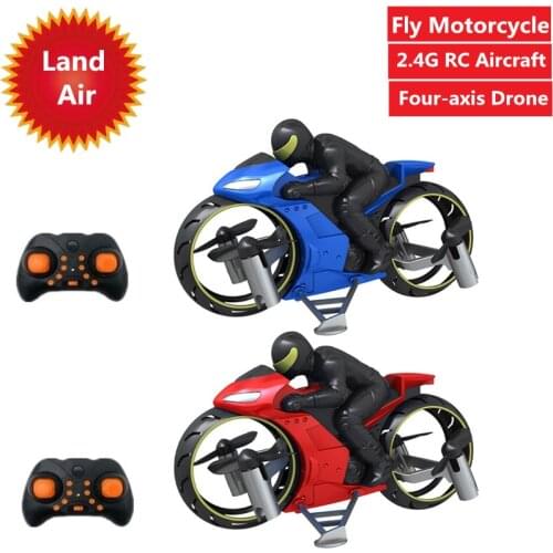 RC Flying Motorcycle Land & Air 2 In 1 Headless Remote Control Four-axis Drone RC Racing Motorbike Toys UAV RC Aircraft Toy gift
