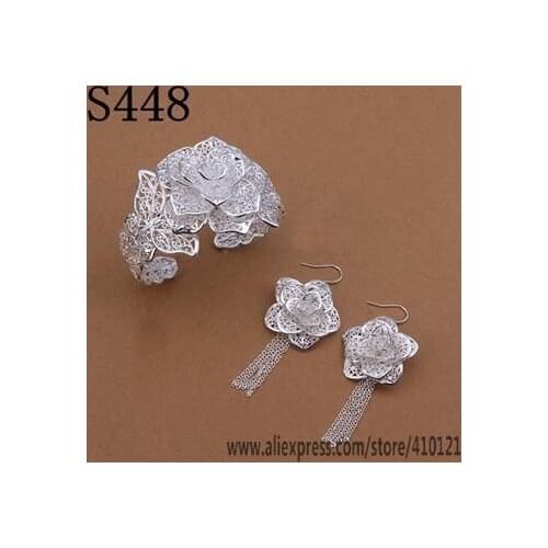 S448 Lucky Charm Silver Color Jewelry Sets For Women Jewelry Lady Accessories Fashion Bracelet Earring /djsamaza Hyaaqpha