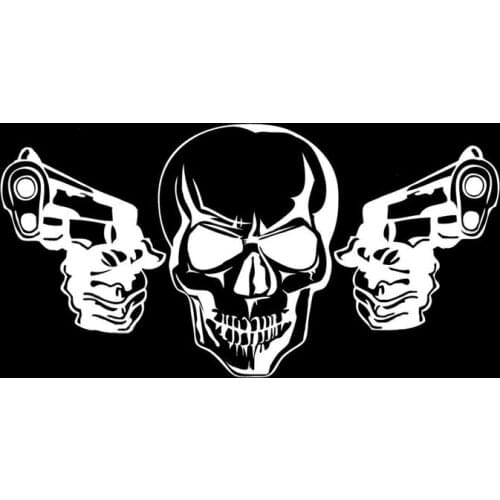 Coolest Gun Skull Car Stickers High Quality Decoration Vinyl Motorcycle Bicycle Cover Scratches Waterproof Accessories Graphic