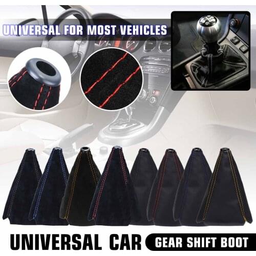 Universal MT/AT Leather Shift Collars Gear Shift Knob Shifter Gaiter Boot Cover Red Yellow Blue Black Stitch