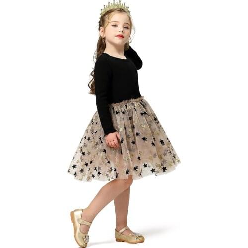 Spring/Autume Long Sleeve Princess Dress For 3-8 Years Girls Bow Polks Dots Tulle Tutu Costume For Children Birthday Party Cloth