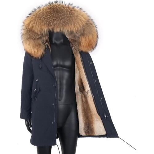 Waterproof long parka 2020 real fur coat winter jacket men real rabbit fur liner detachable warm natural raccoon fur collar