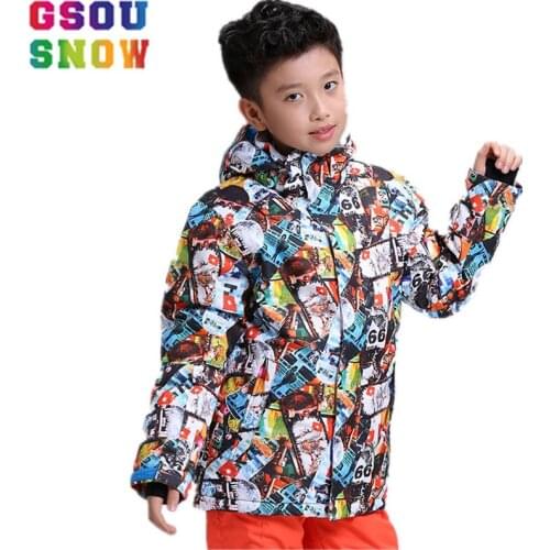 GSOU SNOW winter Kids Ski Jacket Boys Skiing Suit Children Snowboard Jacket Windproof Waterproof Thermal Coats Ski Clothing coat