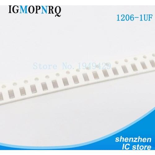 100PCS/LOT 1uf Error 10% 105 1UF 1206 SMD Thick Film Chip Multilayer Ceramic Capacitor