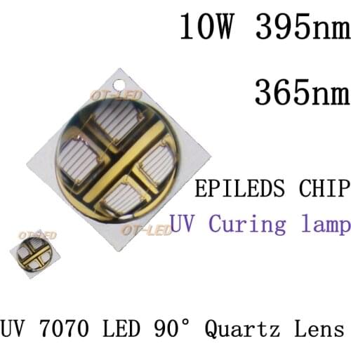 2PCS 10W 7070 UV 395nm/365nm LED Light Diode curing lamp 3.6V/7V/14V Led Emitter Light for curing/ink/3D Printer