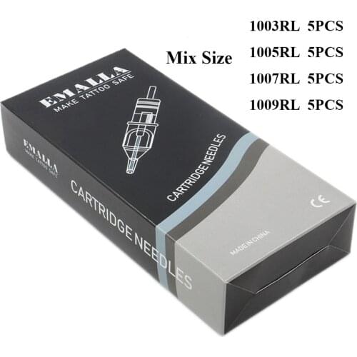 20PCS Mix 1003RL 1005RL 1007RL 1009RL Size Tattoo Cartridge Needles Round Liner #10 Permanent Makeup Tattoo Needles