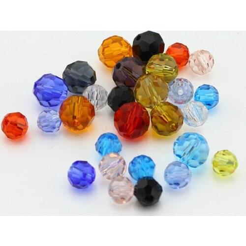 4mm 6mm 8mm Mixed Colors Faceted Round Earth Crystal Glass Beads DIY Fashion Jewelry Accessories GL-60