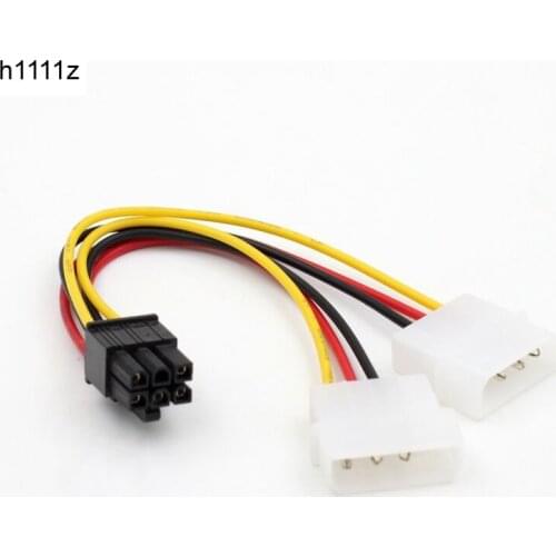 5pcs/lot Dual 4 Pin to 6 Pin Molex PCI-E External Graphics Card Power Cable Converter Adapter High Quality