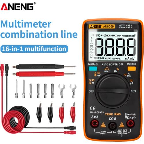 ANENG AN8009 True-RMS Digital AC/DC Multimeter Transistor Tester Professional Automotive Electrical Capacitance Meter Temp Diode