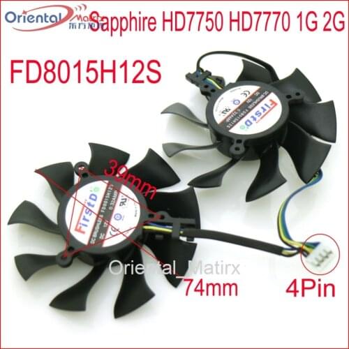 Free Shipping FD8015H12S 74mm For Sapphire HD7750 HD7770 1G 2G Graphics Card Cooling Fan 4Pin