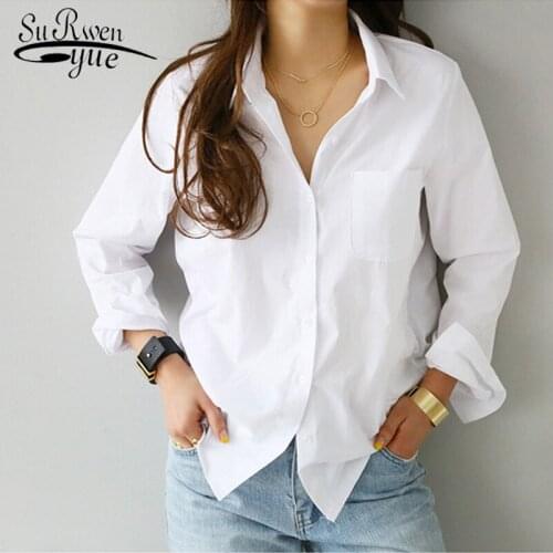 2021 Women Loose Blouses Feminine Blouse Top Long Sleeve Casual White OL Style Women Shirts and Blouses Chemisier Femme 3496 50