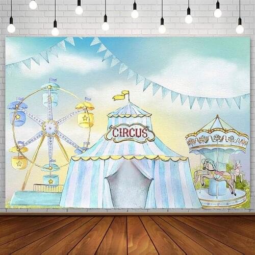 Circus Tour Backdrops Boy Baby Shower Birthday Carousel Ferris Wheel Photography Backgrounds Photo Studio Props Decor Photozone
