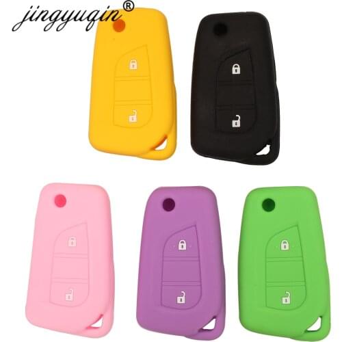 Jingyuqin 30pcs 2 BTN Skin Silicone Car Key Cover Case For Toyota Auris Corolla Avensis Verso Yaris Aygo Scion TC IM Camry RAV4