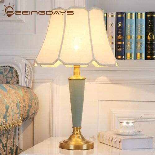 Buy 2 Get 15% Off European-Style Ceramic Table Lamp for Bedroom Bedside Lamp for Living Room Chinese Classical Lamp