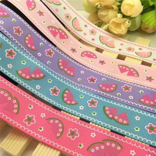 NEW DIY 5 Yard 1'' 25mm Watermelon Printed Grosgrain Ribbon Hair Bow Sewing