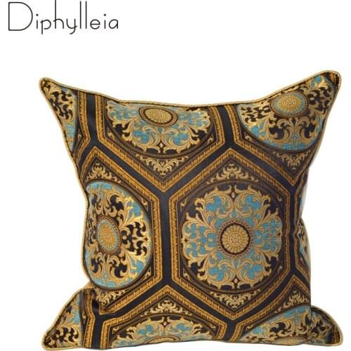 Diphylleia Best Selling Cushion Cover Gold Satin Jacqaurd Italy Renaissance Geometric Boutique Throw Pillow Case Luxury Coussin