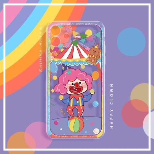 Cute circus clown bear show Korean Phone Case For iPhone 11 12 Pro Max Xr Xs Max 7 8 Plus 7Plus transparent case Soft Back Cover
