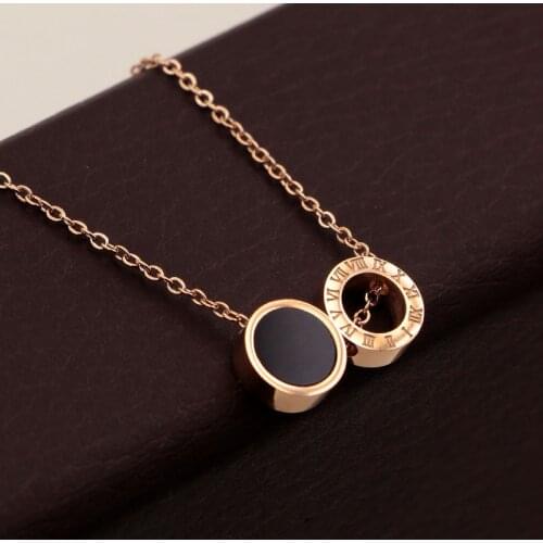Fashion Women Necklace Stainless Steel Black White Shell Necklaces With Roman Numeral Luxury Women Wedding Jewelry Collars N092