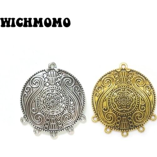2019 Fashion 40MM 2pcs Retro Zinc Alloy Round Linker Connectors Charms DIY Jewelry Necklace Earrings Accessories