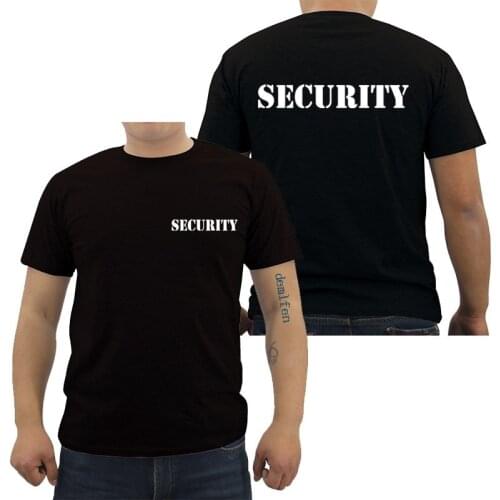 Security Mens T-shirt Event Staff Black Double Sided Top Quality Cotton Casual Short Sleeve Men T Shirts Hip Hop Tees Tops