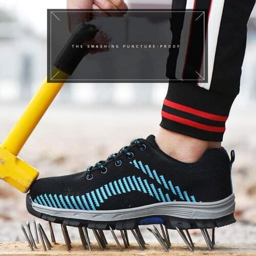 Outdoor Steel Toe Cap Work Safety Shoes Men Non-slip Anti-Puncture Breathable Mesh Shoes Plus Size Hiking Trekking Tactical Boot