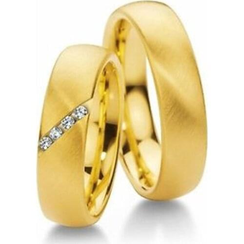 Affordable Gold Plating titanium engagement wedding bands rings sets for men and women