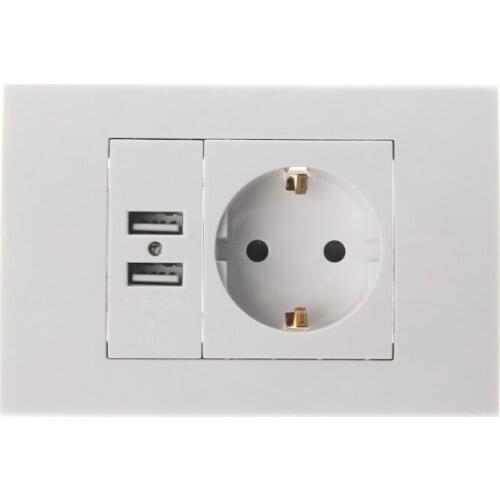 Wall Power Socket Plug 16A EU Standard Electrical Outlet 1000mA Dual USB Charger Port