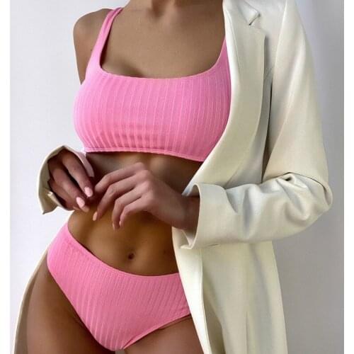 New Sexy Bikini 2021 Pink Swimsuit Women Swimwear Push Up Bikini Set Brazilian Bathing Suit Summer Beach Wear Swimming Suit