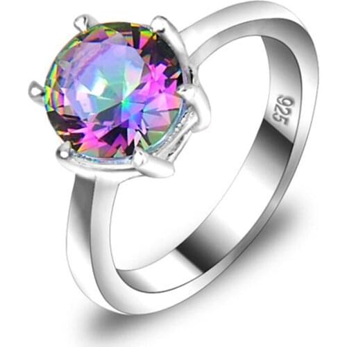 Rainbow Mystic FireTopaz Wedding Band For Women Ring Size 7 8 9 Free Shipping