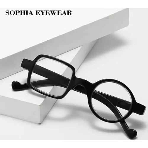 Sophia Irregularity Round&Square Reading Glasses Asymmetrical Resin Presbyopia Glasses Reading Eyeglasses Men Women +2+3.5+4