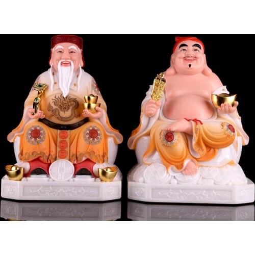 A PAIR Asia High grade BUDDHA statue HOME Shrine Patron saint Ornamental God Vietnam DaBO Gong TU DI GONG Wealth GOD BUDDHA