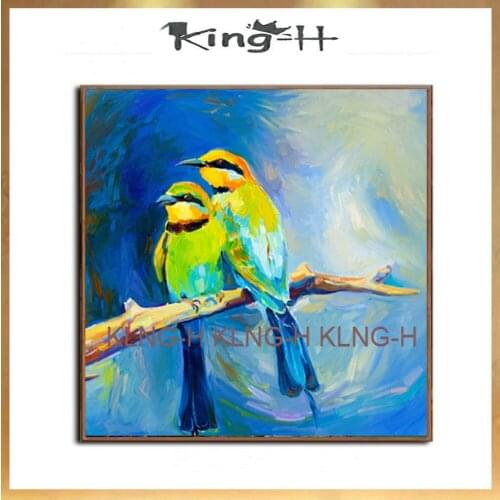 Pintura al óleo de pájaro bonito hecha a mano de la mejor sobre lienzo pinturas de animales de dibujos animados modernos para la