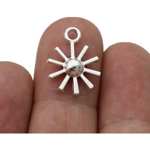 20pcs Antique Silver Plated Sun Charms Pendants for Jewelry Making Necklace DIY Handmade Craft 18x14mm