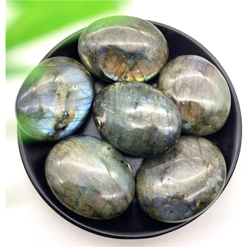 1PC Natural Labradorite Crystal Oval Palm Stone Moonstone Reiki Specimen Healing Gemstone Tumble Rock Decorative Collection