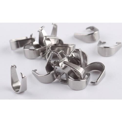 Reidgaller 100pcs 4*9mm stainless steel pinch bail diy pendant bails for jewelery making accessories