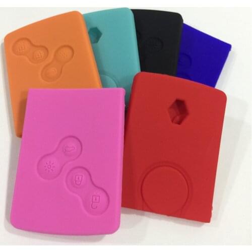 Silicone car key cover is suitable For Renault Clio Laguna Megane Scenic Koleos 4button key silicone key card case cover