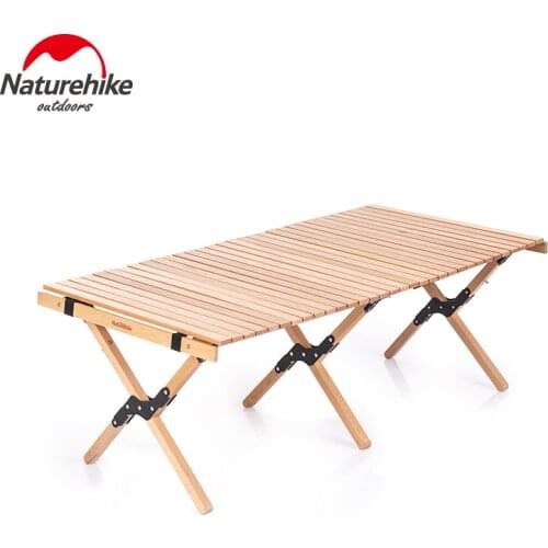 Naturehike Outdoor Egg Roll Style Foldable Wood Table Folding Camping Picnic BBQ Desk