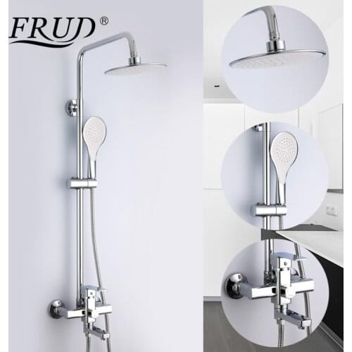 Frud 1Set Bathroom Rainfall Shower Faucet Mixer Tap With Hand Sprayer Wall Mounted Bath Shower system Sets Single Handle R24131