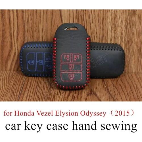 Only Red cheap price fit for Honda Vezel Elysion Odyssey(2015) Genuine quality leather car key case cover Hand sewing DIY