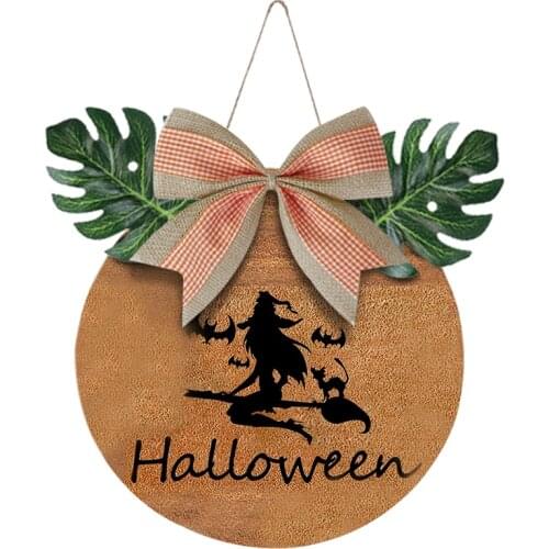 Halloween Home Decoration Wooden Door Listing Ornaments Pumpkin Witch Party Scene Layout Decoration Wooden Door Listing Pretty