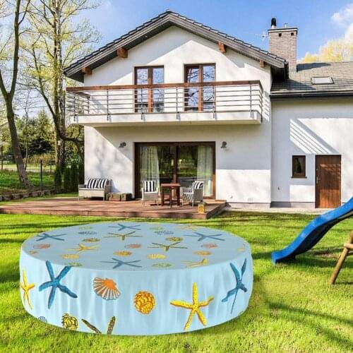 Outdoor Waterpoof Swimming Pool Cover Foldable Round Bathtub Cover Children Pet Bath Pool Dust Cover with Starfish Pattern