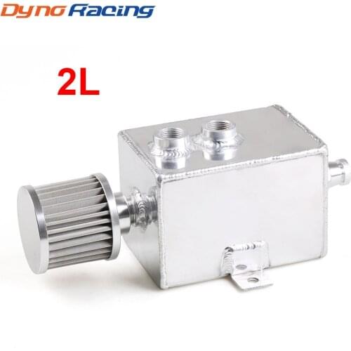 2L Universal Car Aluminum Oil Catch Tank Fuel Tanks With Breather & Filter Drain Tap 2LT Baffled