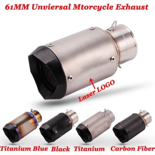 61mm Universal Motorcycle Exhaust Titanium Alloy Muffler Exhaust Escape moto Pipe Motorbike Tail Tube For CBR1000 S1000RR RSV4